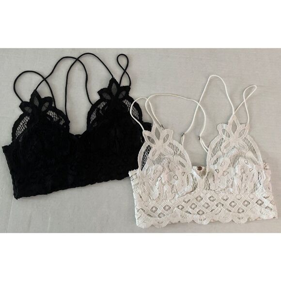 Free People Adella Bralette Sz Small Set Of 2 White & Black. NWOT Display Models - Picture 1 of 16